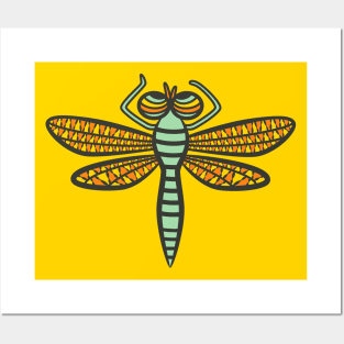 RETRO BUGS DRAGONFLY Cute Friendly Graphic Cartoon Bug - UnBlink Studio by Jackie TaharaRetro Bugs Dragonfly Posters and Art